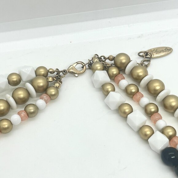 PLUNDER MULTI STRAND LAYER POP ART NECKLACE BEADS STRIPE PENDANT ORANGE PINK - Picture 14 of 16